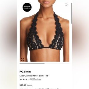 PQ midnight lace halter bikini top size small.